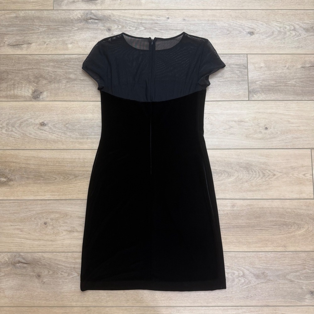 JR Nites Vintage Y2K Black Velvet Beaded Illusion Mesh Dress Whimsigoth 8 Grunge - Picture 4 of 10